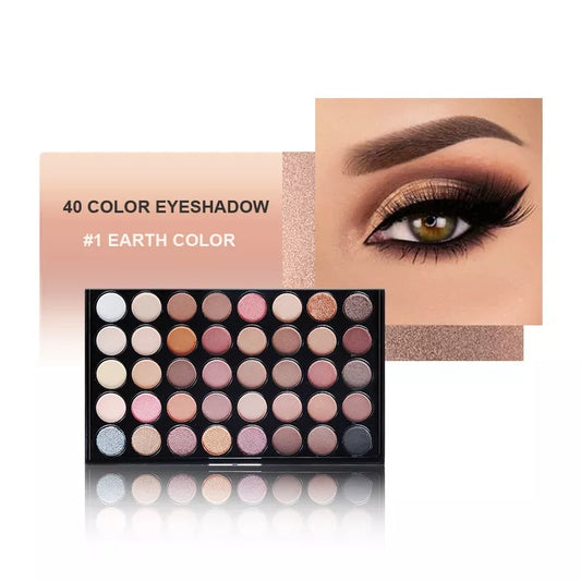 40-Color Matte Eye Shadow Palette - Earth - Elybliss